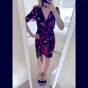 Diane Von Furstenberg 00(XXS) black with red and yellow prints